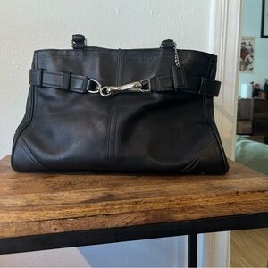 Coach Hampton Black Leather Satchel Shoulder Bag